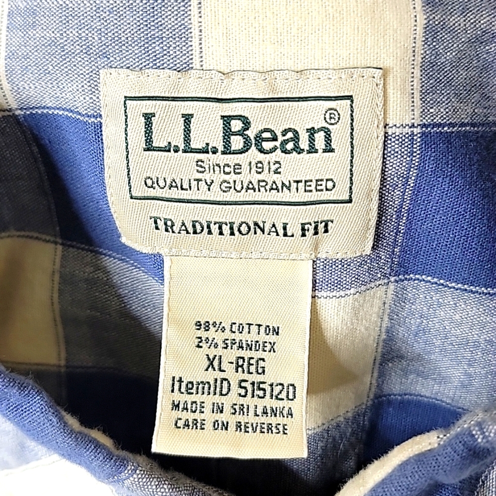 LL Bean Traditional Fit Chambray Shirt Size XL Blue and White - Picture 6 of 6
